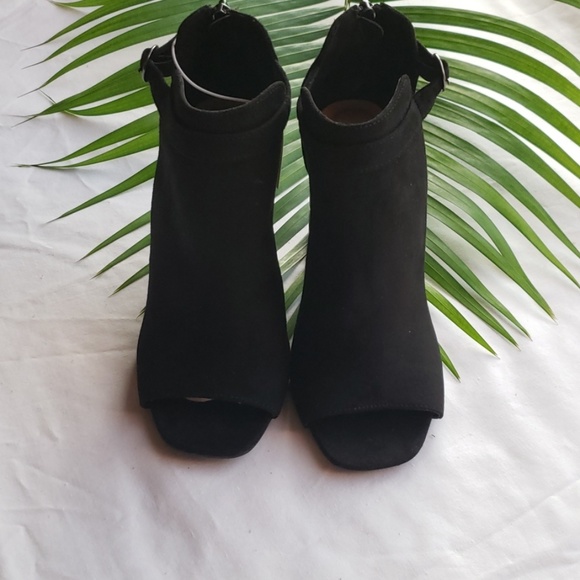 Women's Microsuede Heeled Open Toe Bootie - Picture 3 of 5